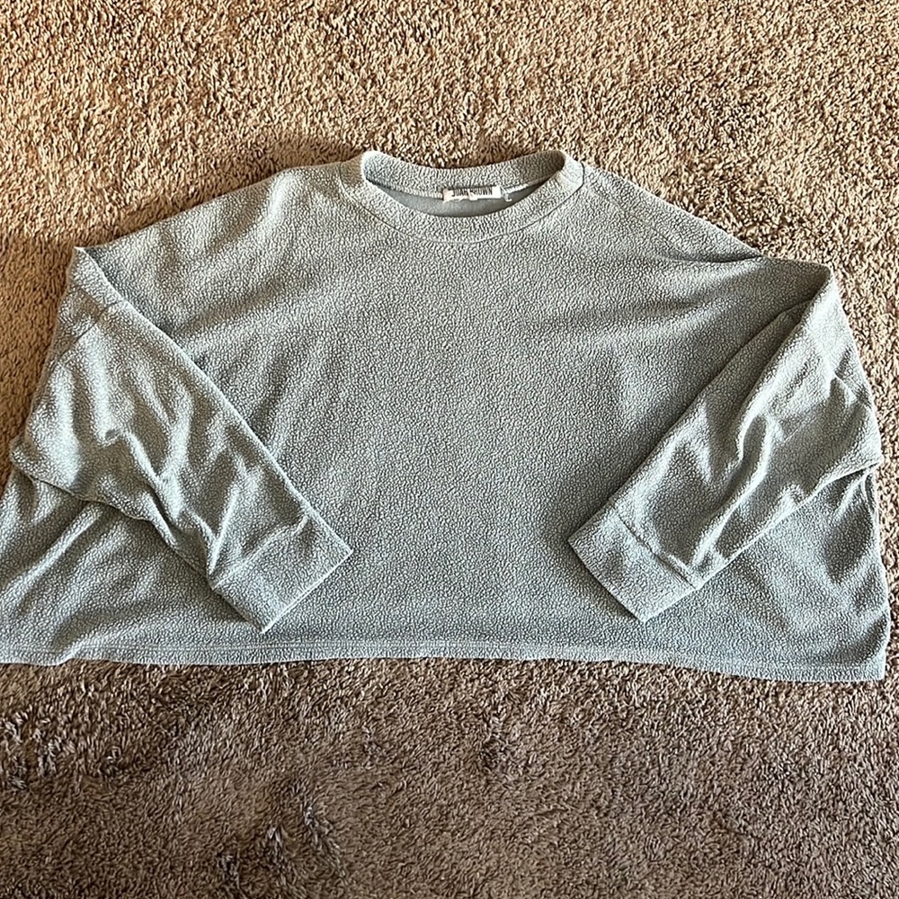 Green loose terry sweatshirt